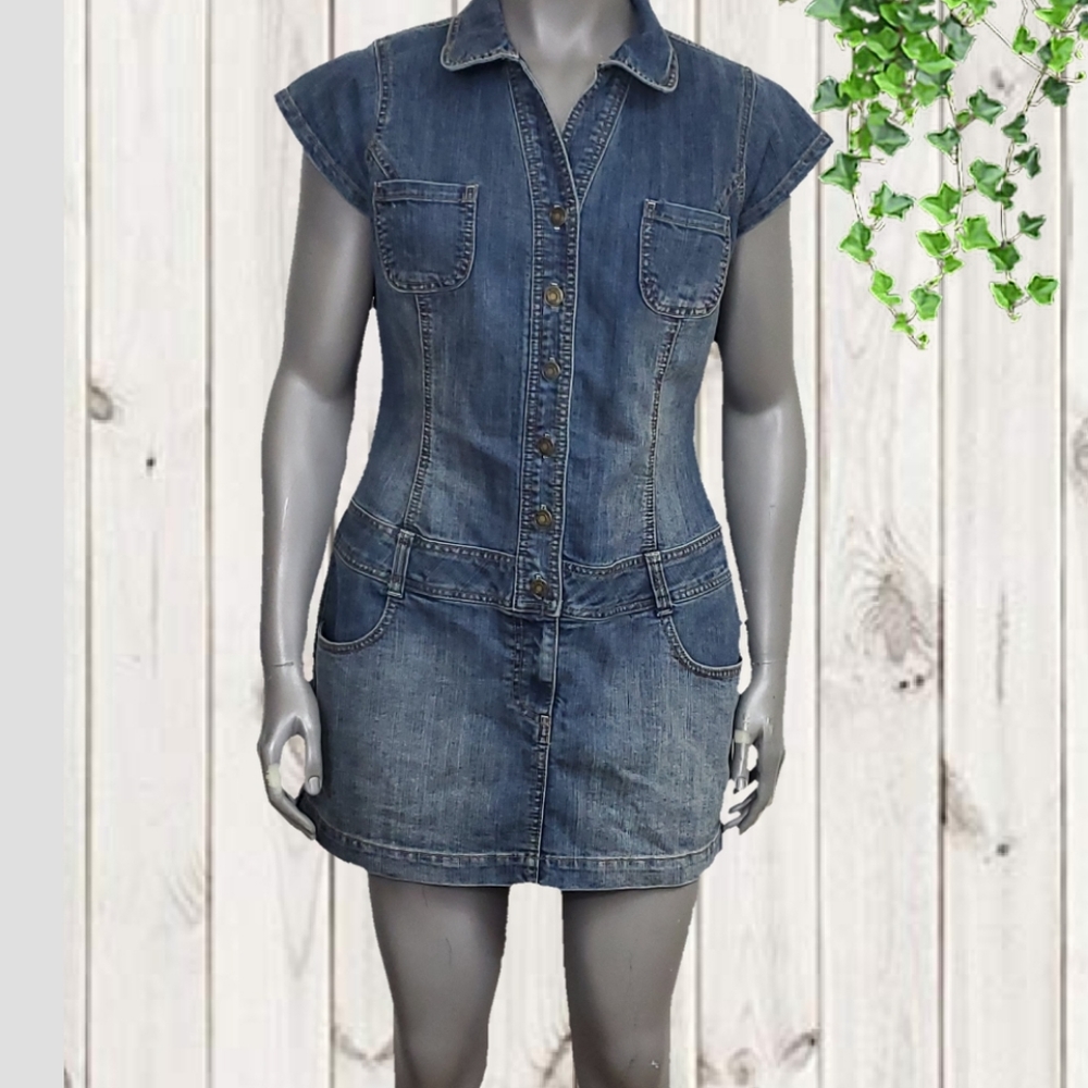 Mossimo Denim Short Sleeve Mini Button Down Dress